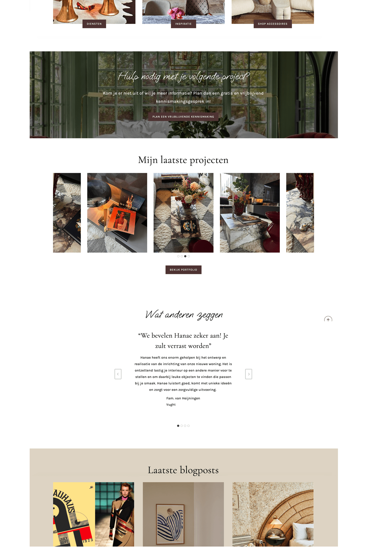 portfolio by Hanae | WordPress website voor interieur stylist