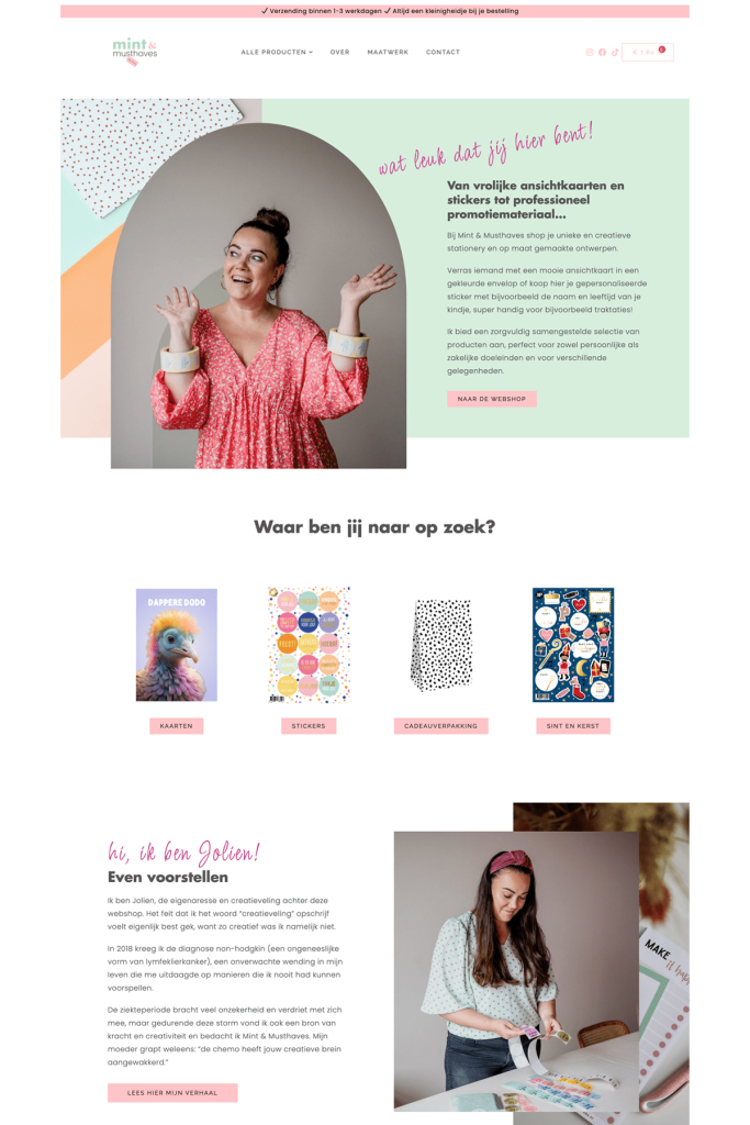 WordPress webshop ontwerp voor Mint and Musthaves