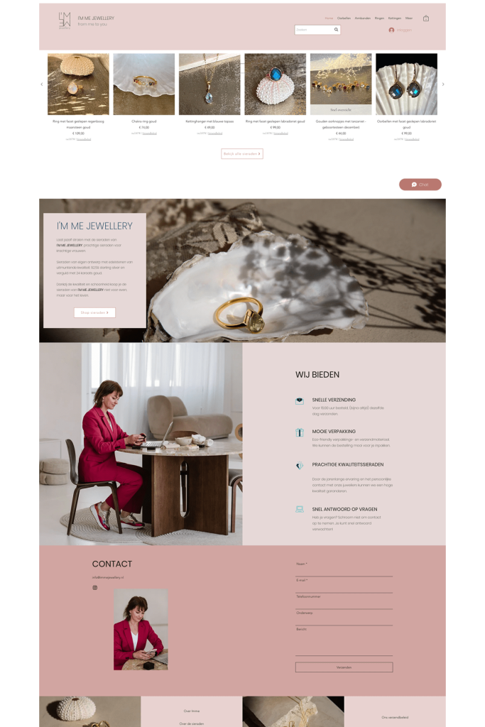 wix webshop imme jewellery before